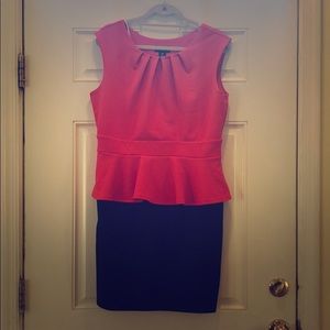 Peplum black and pink dress